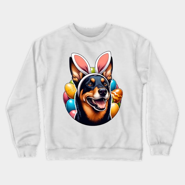 Working Kelpie Celebrates Easter with Bunny Ear Headband Crewneck Sweatshirt by ArtRUs